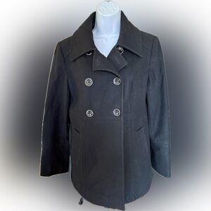 Michael Kors Wool Blend Black Pea Coat Women’s Jacket Size 10